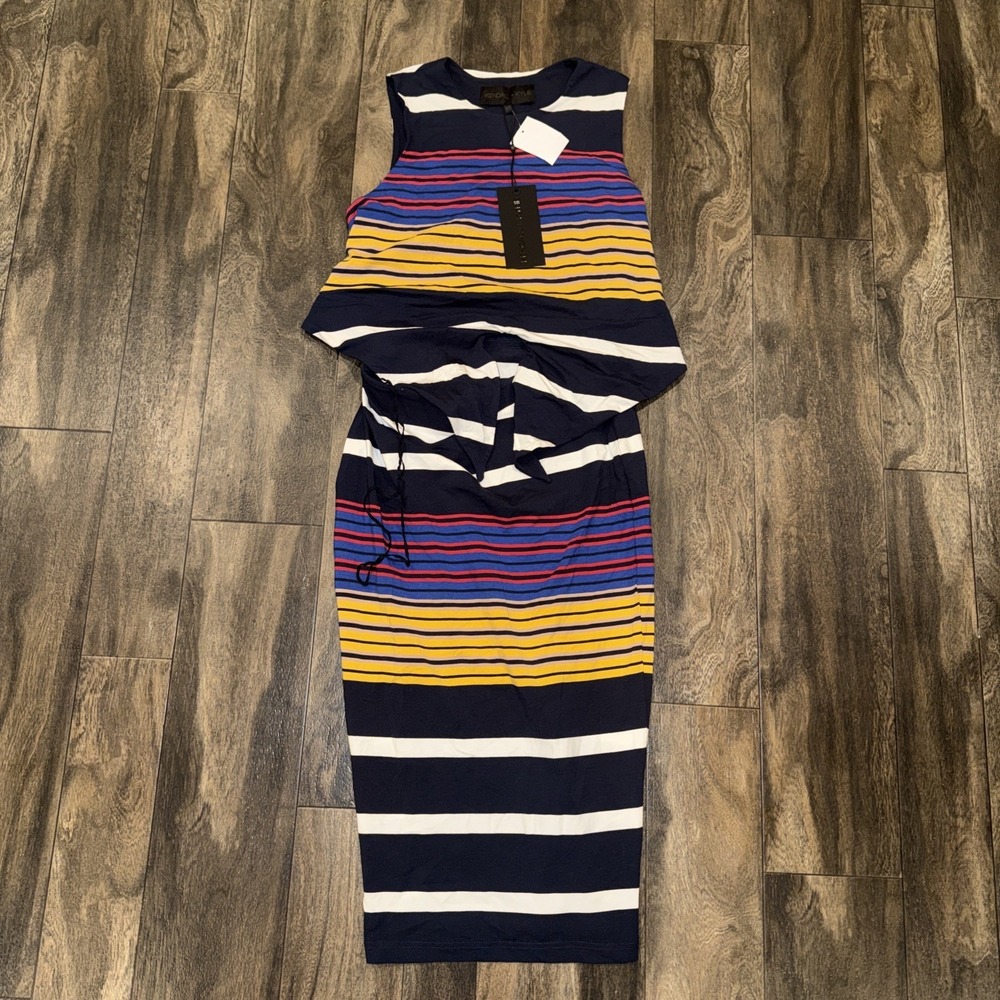 KENDALL + KYLIE Women's Multi-Stripe Dress Size Medium Brand‎ NWTS